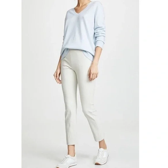 Vince stitch front seam ponte legging pants split hem Gesso light grey Medium - Picture 10 of 16